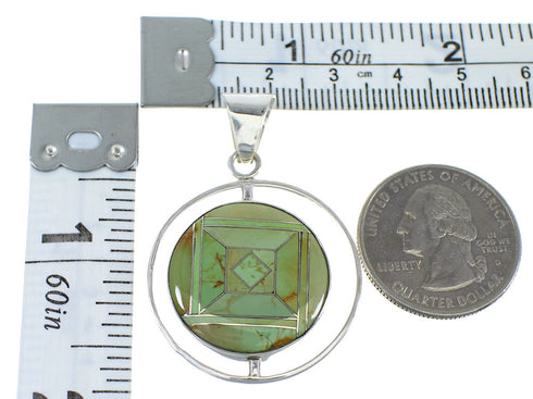 Multicolor And Genuine Sterling Silver Reversible Southwestern Pendant VX55805