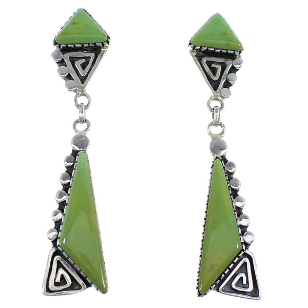 Silver Turquoise Water Wave Post Dangle Earrings RX56005