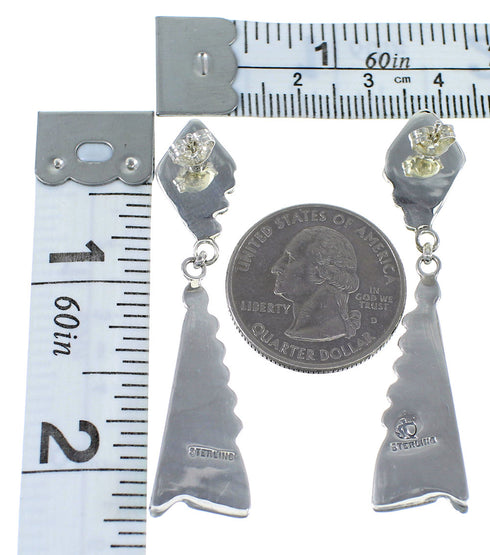 Southwest Water Wave Turquoise Silver Post Dangle Earrings RX56006