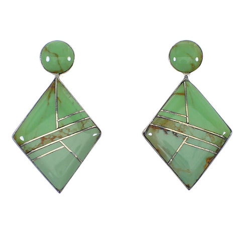 Authentic Sterling Silver Turquoise Inlay Post Earrings RX56070