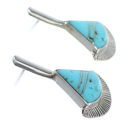 Sterling Silver Turquoise Inlay Post Earrings RX56112