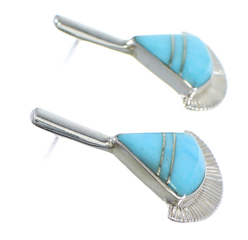 Southwestern Sterling Silver Turquoise Inlay Post Earrings RX56113