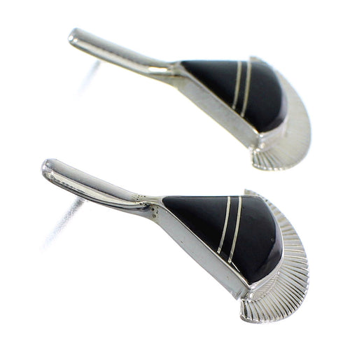 Sterling Silver And Jet Inlay Post Earrings RX56120