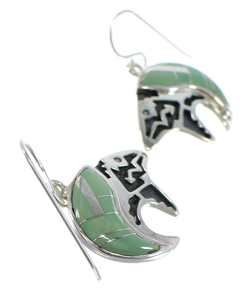 Southwestern Sterling Silver Turquoise Bear Arrow Hook Dangle Earrings VX55831