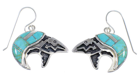 Silver Turquoise Bear Arrow Southwest Hook Dangle Earrings VX55835