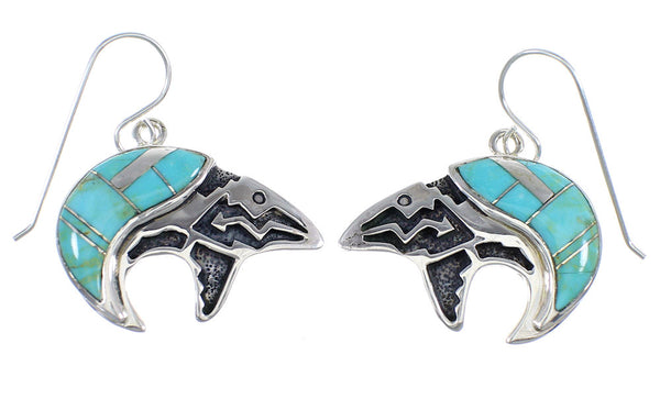 Silver Turquoise Bear Arrow Southwest Hook Dangle Earrings VX55835