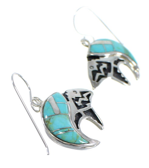 Silver Turquoise Bear Arrow Southwest Hook Dangle Earrings VX55835