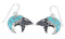 Sterling Silver Turquoise Bear Arrow Hook Dangle Earrings VX55839