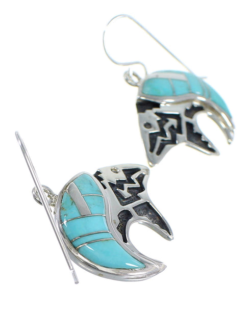 Sterling Silver Turquoise Bear Arrow Hook Dangle Earrings VX55839