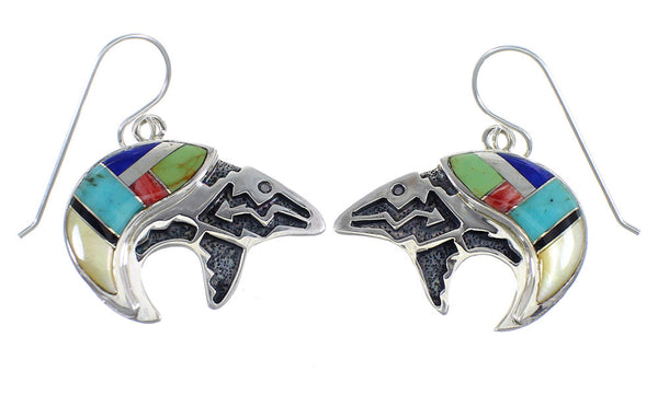 Sterling Silver Multicolor Bear Arrow Hook Dangle Earrings VX55937