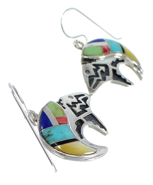Sterling Silver Multicolor Bear Arrow Hook Dangle Earrings VX55937