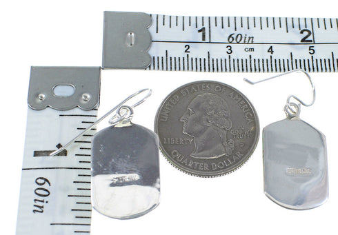 Authentic Sterling Silver And Multicolor Inlay Hook Dangle Earrings VX57339