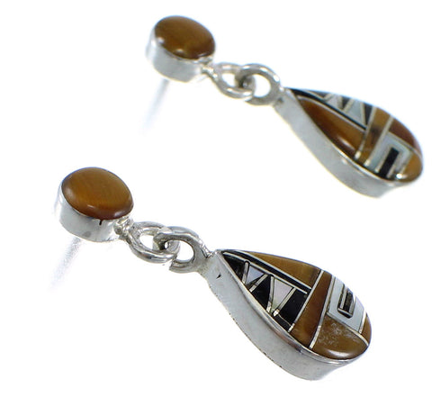 Multicolor Sterling Silver Tear Drop Post Dangle Earrings RX55874