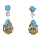 Native American Village Design Multicolor Silver Tear Drop Post Dangle Earrings RX55896