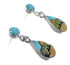 Native American Village Design Multicolor Silver Tear Drop Post Dangle Earrings RX55896