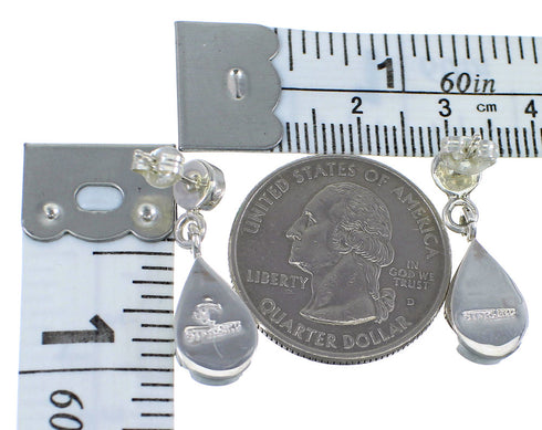 Native American Village Design Multicolor Silver Tear Drop Post Dangle Earrings RX55896
