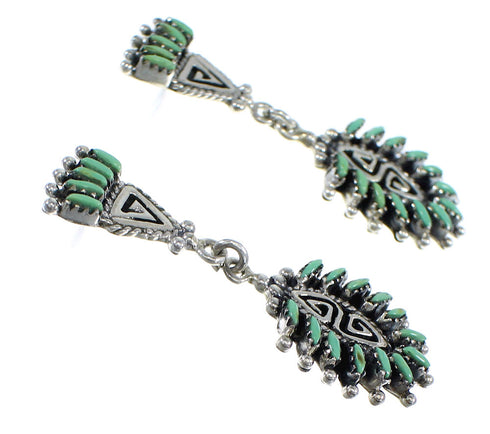 Sterling Silver Water Wave Turquoise Needlepoint Post Dangle Earrings RX55958