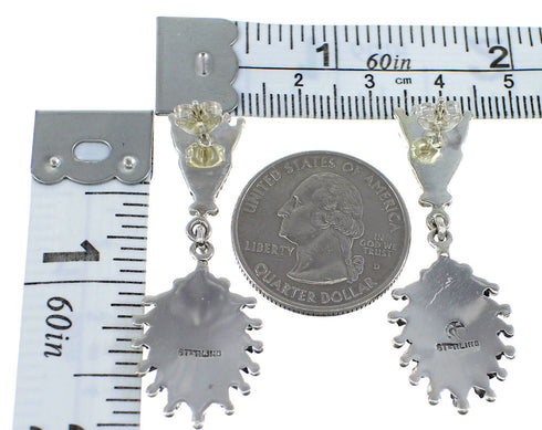 Sterling Silver Water Wave Turquoise Needlepoint Post Dangle Earrings RX55958