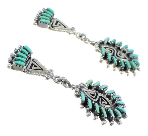 Sterling Silver Turquoise Water Wave Needlepoint Post Dangle Earrings RX55962