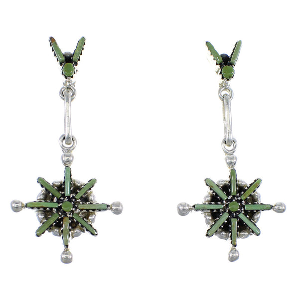 Southwest Silver Turquoise Needlepoint Post Dangle Earrings RX55971