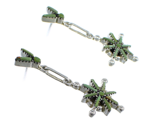 Southwest Silver Turquoise Needlepoint Post Dangle Earrings RX55971