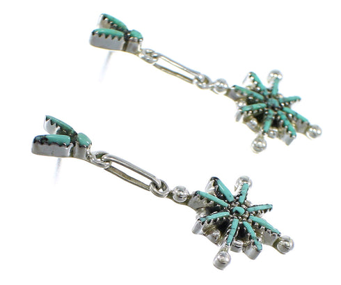 Sterling Silver Southwest Turquoise Needlepoint Post Dangle Earrings RX55974