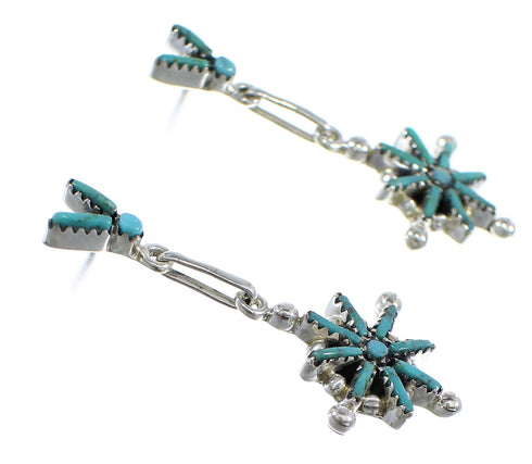 Sterling Silver Southwest Turquoise Needlepoint Post Dangle Earrings RX55984