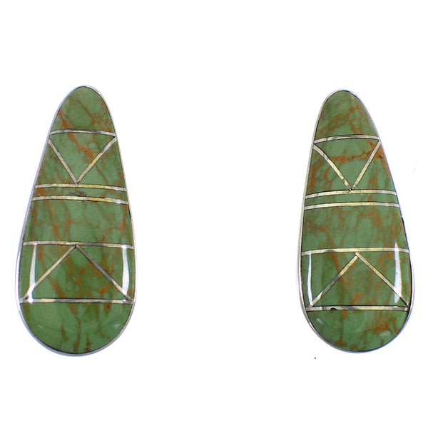 Turquoise Inlay And Sterling Silver Post Earrings VX55943
