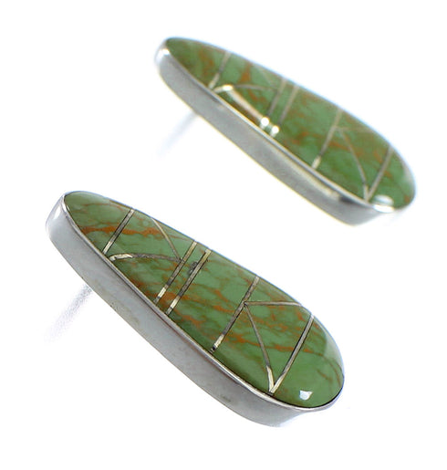 Turquoise Inlay And Sterling Silver Post Earrings VX55943