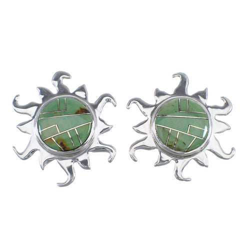 Turquoise And Genuine Sterling Silver Sun Post Earrings VX55955