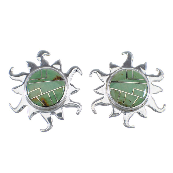Turquoise And Genuine Sterling Silver Sun Post Earrings VX55955