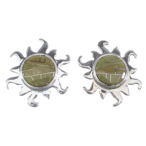 Turquoise Inlay And Sterling Silver Sun Post Earrings VX55961
