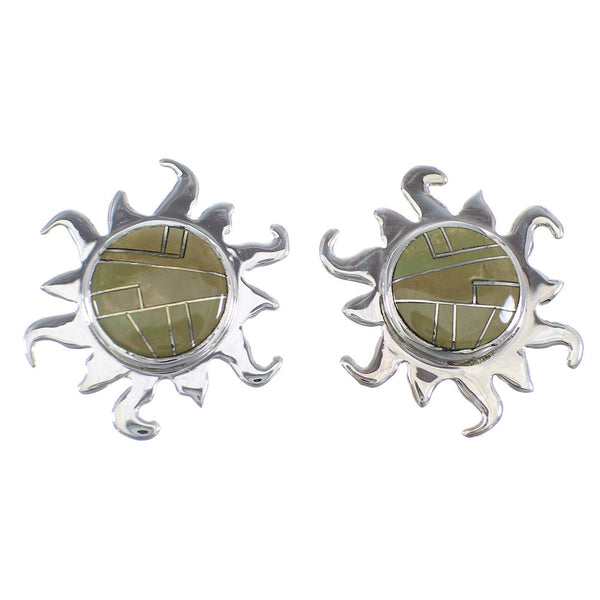 Turquoise Inlay And Sterling Silver Sun Post Earrings VX55961