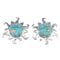 Southwest Sterling Silver Turquoise And Opal Inlay Sun Post Earrings VX56044