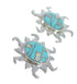 Southwest Sterling Silver Turquoise And Opal Inlay Sun Post Earrings VX56044
