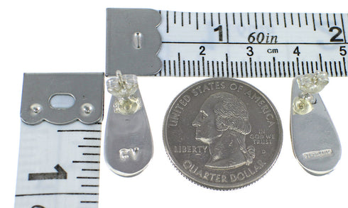 Jet And Mother Of Pearl Authentic Sterling Silver Post Earrings VX56075