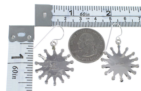 Genuine Sterling Silver Turquoise Needlepoint Hook Dangle Earrings RX56355