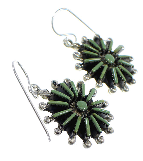 Turquoise Sterling Silver Needlepoint Hook Dangle Earrings RX56359