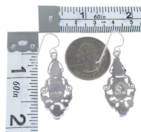 Southwestern Sterling Silver And Turquoise Hook Dangle Earrings RX56392