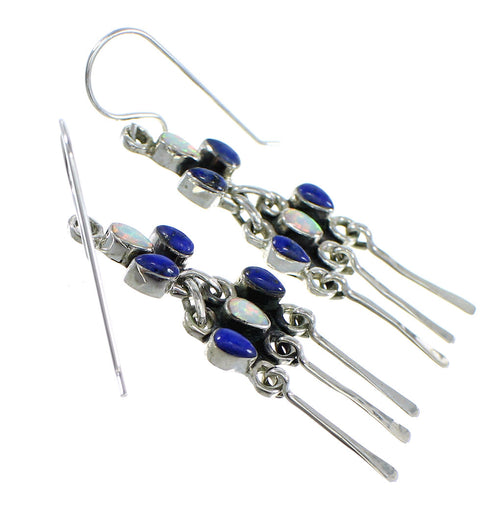 Lapis and Opal Sterling Silver Hook Dangle Earrings Jewelry RX56467