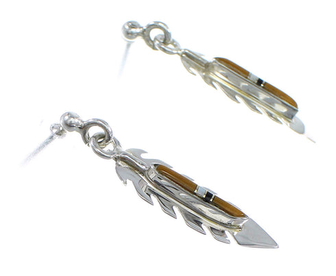 Multicolor Sterling Silver Feather Post Dangle Earrings RX56318