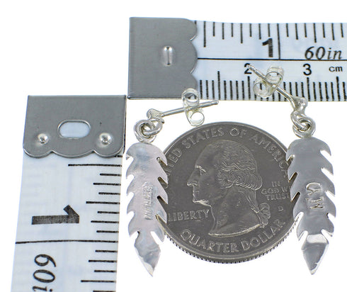 Multicolor Sterling Silver Feather Post Dangle Earrings RX56318