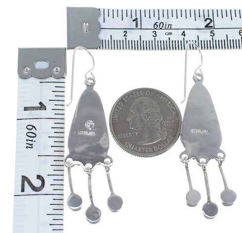 Southwest Turquoise Sterling Silver Hook Dangle Earrings RX56641