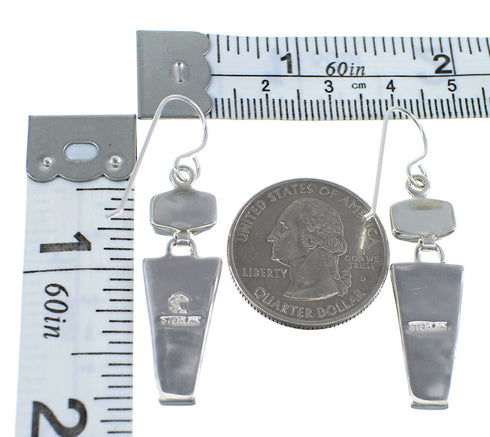 Southwest Silver Turquoise Inlay Hook Dangle Earrings RX56653