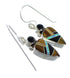 Genuine Sterling Silver Multicolor Inlay Hook Dangle Earrings RX56680