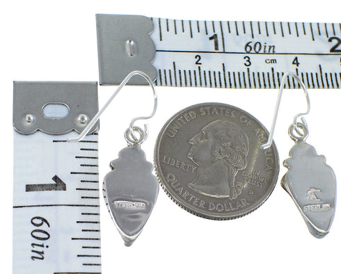 Genuine Sterling Silver Multicolor Inlay Hook Dangle Earrings RX56680