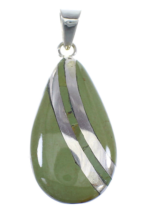 Southwest Turquoise And Genuine Sterling Silver Tear Drop Pendant WX58497