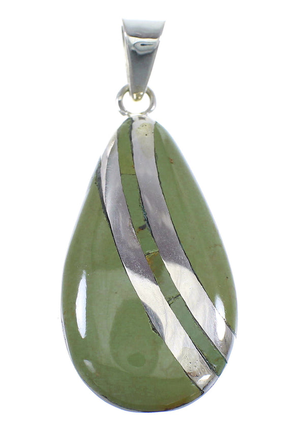 Southwest Turquoise And Genuine Sterling Silver Tear Drop Pendant WX58497