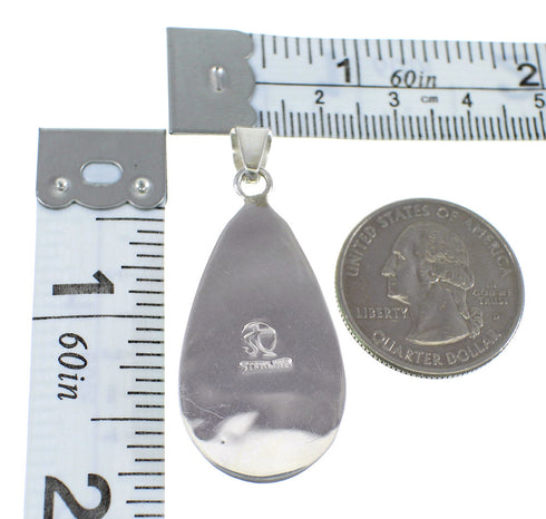 Southwest Turquoise And Genuine Sterling Silver Tear Drop Pendant WX58497