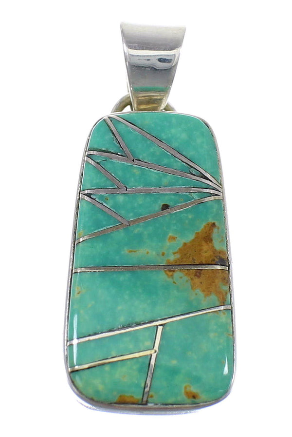 Genuine Sterling Silver And Turquoise Inlay Southwest Pendant WX58513